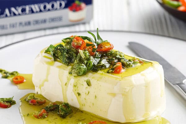 Cream Cheese With Coriander Pesto & Chilli Topping