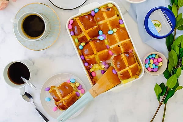 Creamy Hot Cross Bun Pudding
