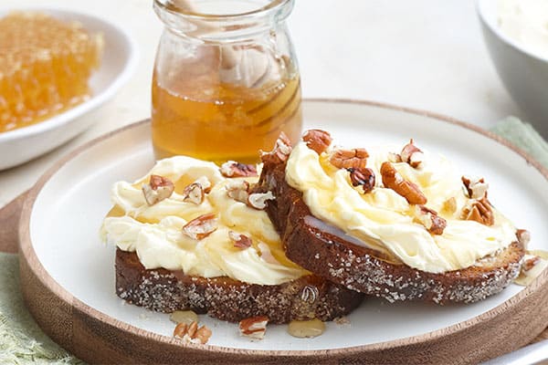 Toasted Banana Bread with Mascarpone & Honey