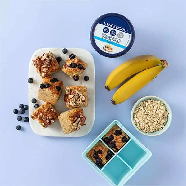 Top 10 Cottage Cheese Recipes: Delicious High-Protein Meals Best Breakfast baked oat bites with bananas, blueberries, oats, and LANCEWOOD® Cottage Cheese