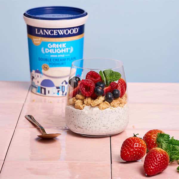 Creamy, Dreamy & Dairy: Discover Our Yoghurt Range Lancewood® Greek Delight Double Cream Plain Yoghurt served with granola and berries - a favourite Greek yoghurt in South Africa