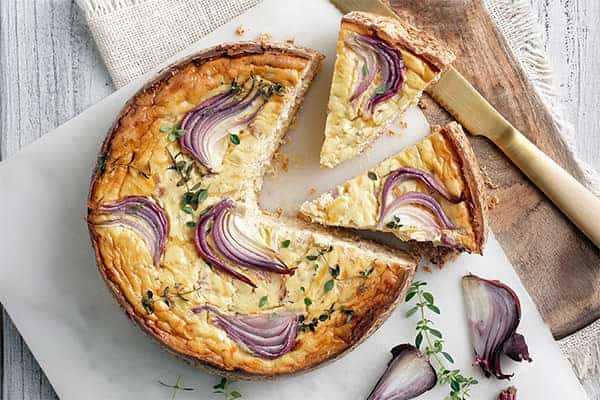 For the Love of Cheesecake Roasted Onion, Bacon & Cheddar Savoury Cheesecake