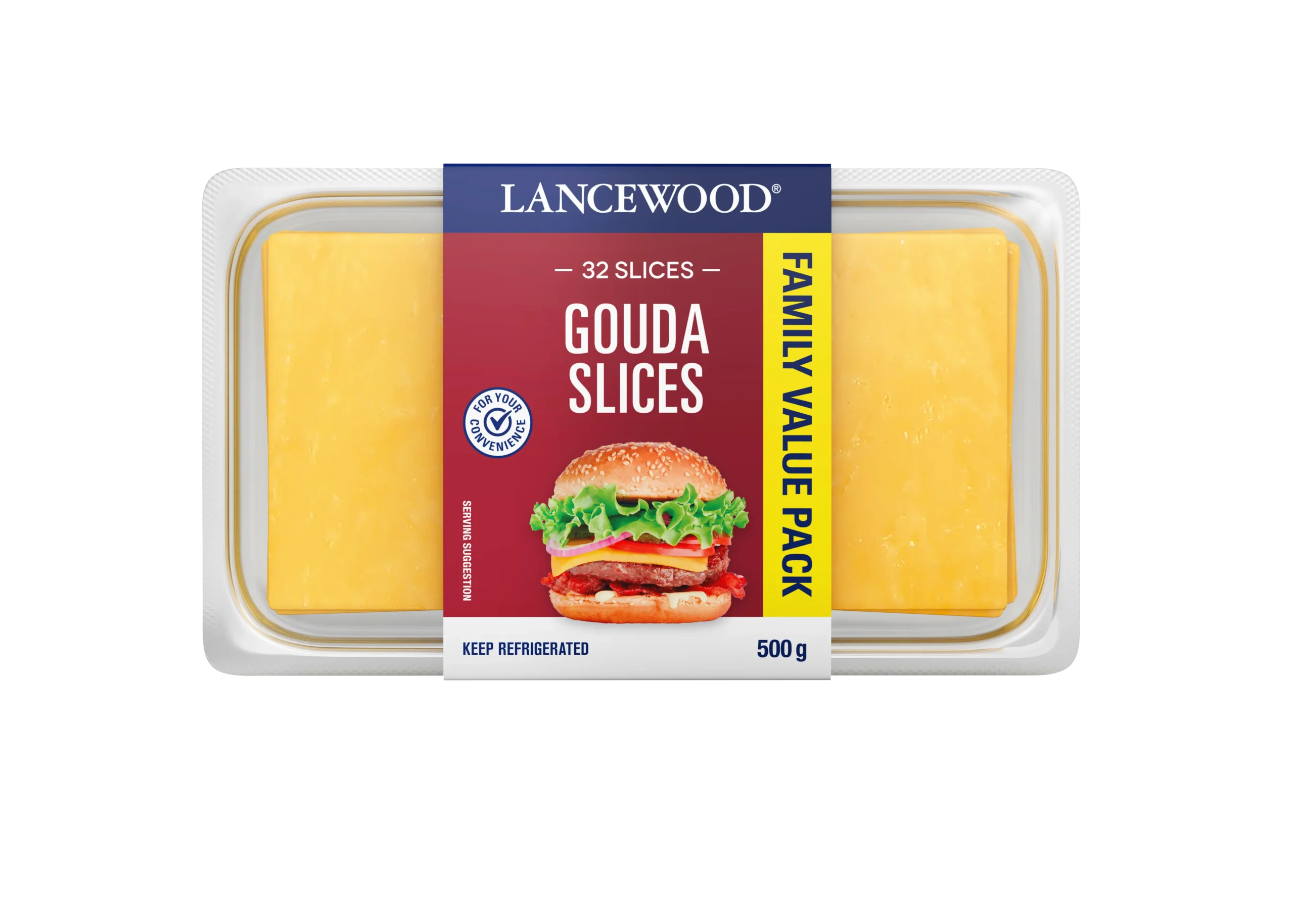 LANCEWOOD® Gouda Slices 500 g Food Service pack with 32 slices